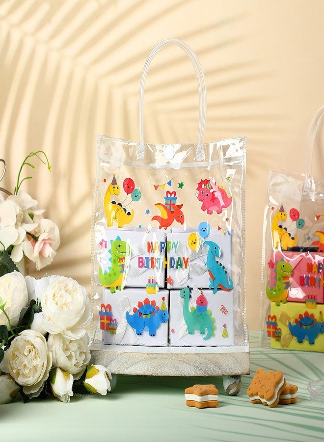 Supervitae 36 Pcs Dinosaur Clear Favor Bags with Handle Reusable Plastic PVC Gift Bag Animal Goodies Treats Wrap Totes for Birthday Party Supplies, 8 x 8 x 3.15 Inch - Image 4